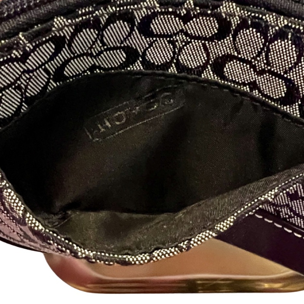 Coach Signature Jacquard Black Gray Zip Card Holder Coin Wallet 43615 Micro C - Picture 3 of 5